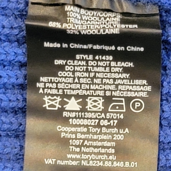 Tory Burch Wool Blue Crew Neck Sweater Women's Small - Picture 3 of 10
